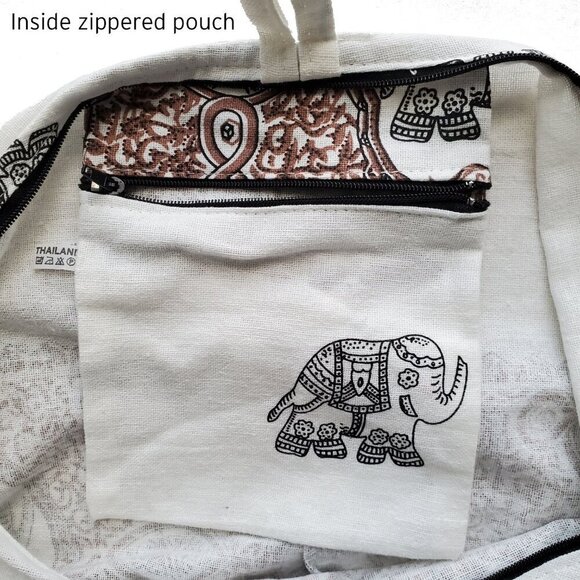 Boho Elephant Crossbody Cotton Purse Made in Thailand 100% Cotton Comfy Bag - Picture 8 of 16